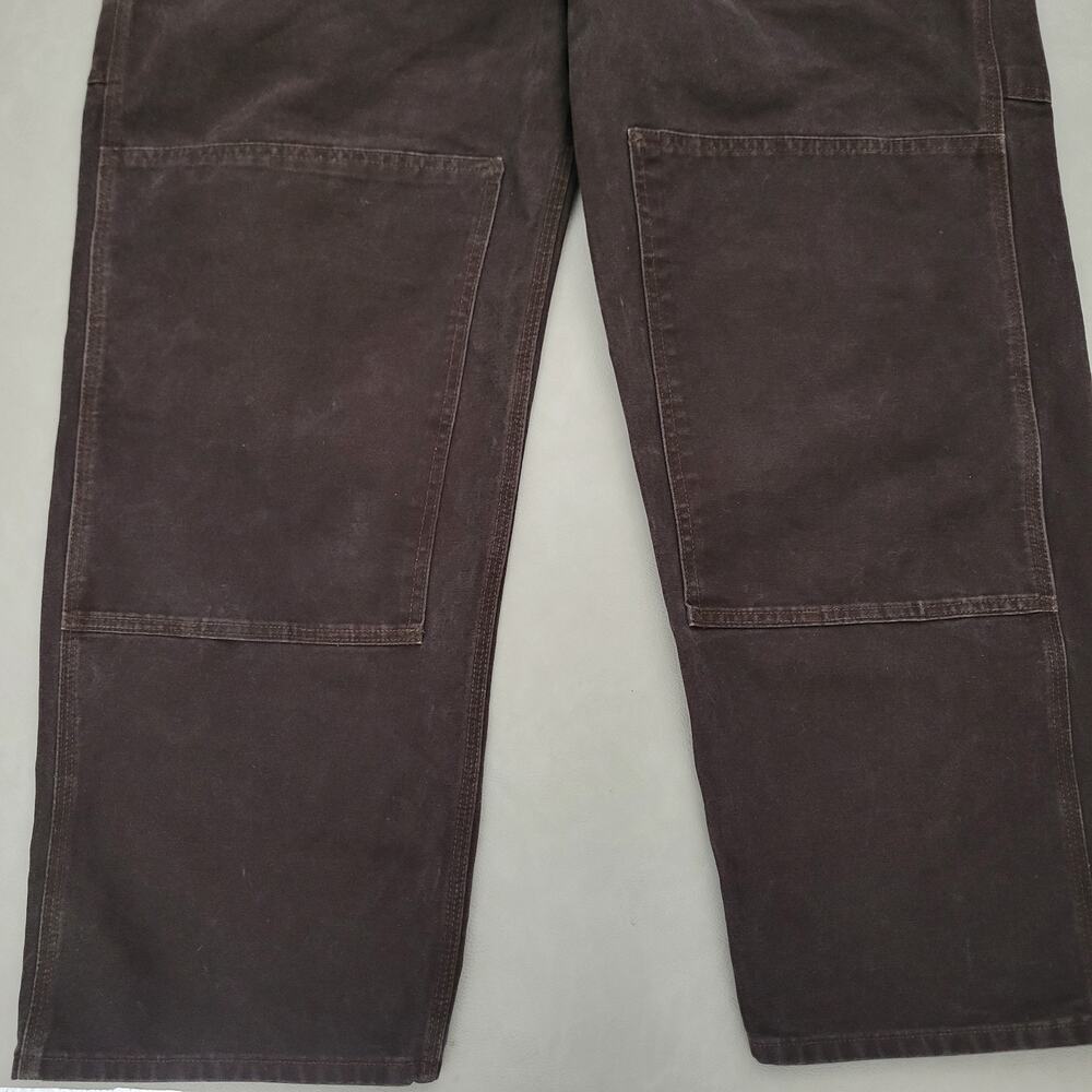 Y2k Carhartt Bib Overalls Brown Double Knee R06 DKB Unlined Workwear 44x32 - Picture 2 of 13